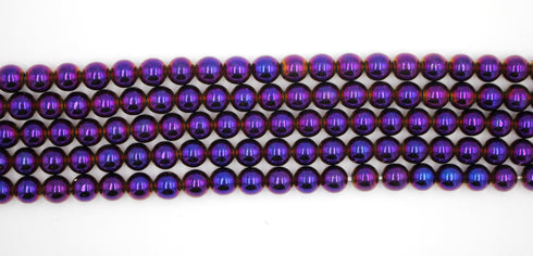Purple Hematite Gemstone Beads, 8mm, Round